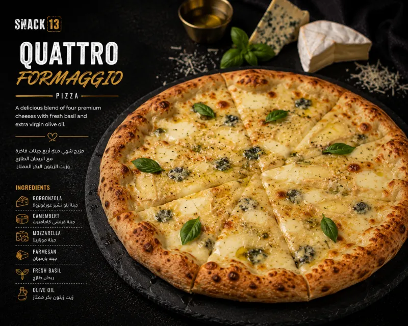 بيتزا 4 اجبان - Quattro Formaggio(Four Cheese)